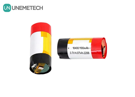 गुणवत्ता  3A Discharge Cylindrical Polymer Lithium Ion Battery 18400 3.7v 1100mah LiPo Battery फैक्टरी
