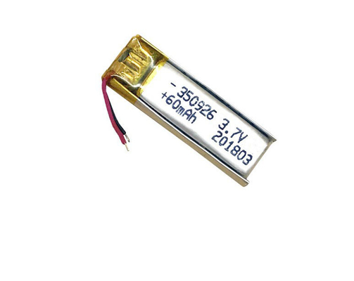 500 से अधिक चक्र जीवन रिचार्जेबल 3.7V 60mAh इयरफ़ोन के लिए लिथियम आयन पॉलिमर 350926 बैटरी