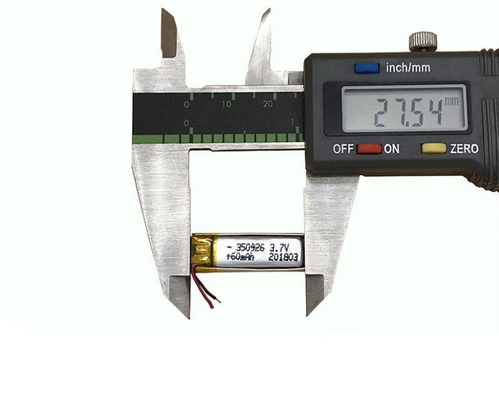 500 से अधिक चक्र जीवन रिचार्जेबल 3.7V 60mAh इयरफ़ोन के लिए लिथियम आयन पॉलिमर 350926 बैटरी