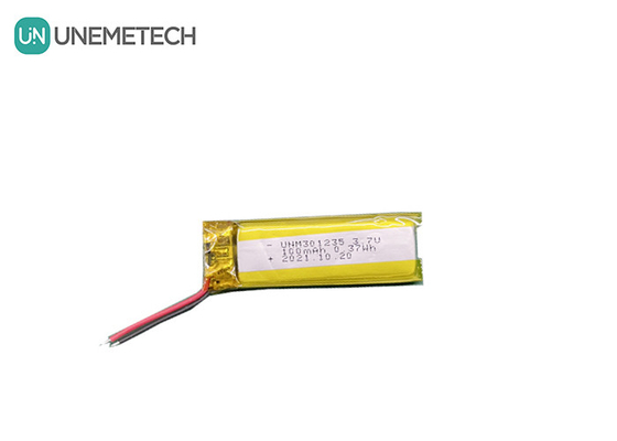 3.7V 100mAh 301235 उपभोक्ता इलेक्ट्रॉनिक्स के लिए रिचार्जेबल लिथियम पॉलिमर बैटरी