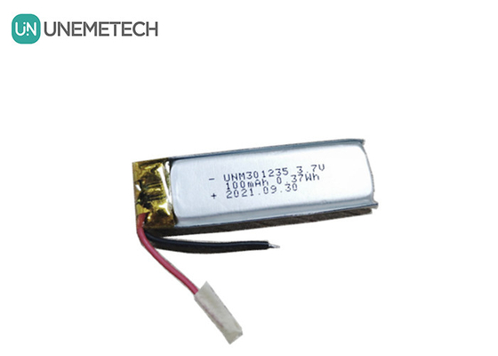 3.7V 100mAh 301235 उपभोक्ता इलेक्ट्रॉनिक्स के लिए रिचार्जेबल लिथियम पॉलिमर बैटरी