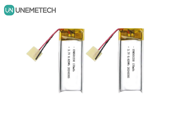 रिचार्जेबल लिथियम पॉलिमर बैटरी 501230 3.7V 170mAh वायरलेस ईयरफोन के लिए ली-पॉलीमर बैटरी
