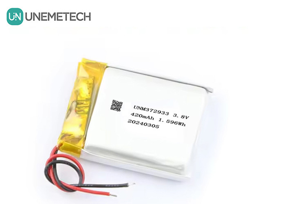 अनुकूलित 3.8V 420mAh हाई वोल्टेज लिपो बैटरी 372933 4.35V स्मार्ट घड़ियों के लिए लिथियम बैटरी