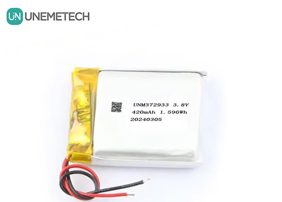 अनुकूलित 3.8V 420mAh हाई वोल्टेज लिपो बैटरी 372933 4.35V स्मार्ट घड़ियों के लिए लिथियम बैटरी