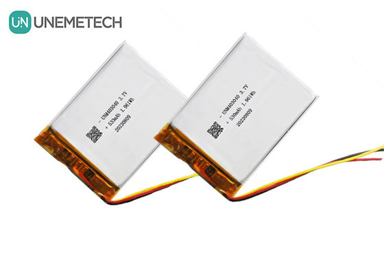 3.7V 530mAh कस्टम लिथियम पॉलिमर बैटरी 403040 UL1642 लंबी चक्र जीवन के साथ