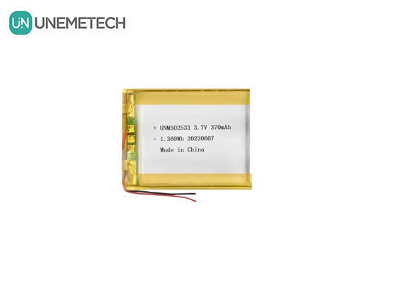 फोन घड़ी के लिए ली-आयन पॉलिमर बैटरी 502533 3.7V 370mAh रिचार्जेबल ली-पॉलिमर बैटरी