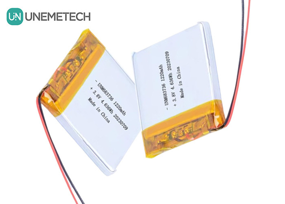 OEM 4.35V हाई वोल्टेज लिथियम पॉलिमर बैटरी 1220mAh 683736 लंबे चक्र जीवन के साथ