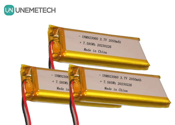 अनुकूलित दीर्घ चक्र जीवन लिपो बैटरी पैक 3.7V 2050mAh 923060 डिजिटल उत्पादों के लिए