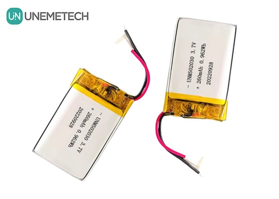 रिचार्जेबल लिपो बैटरी 502030 / 3.7V 260mAh छोटी कस्टम लिथियम पॉलिमर बैटरी