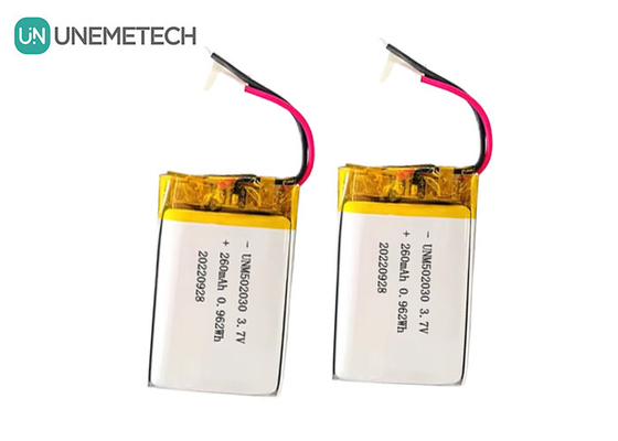 रिचार्जेबल लिपो बैटरी 502030 / 3.7V 260mAh छोटी कस्टम लिथियम पॉलिमर बैटरी