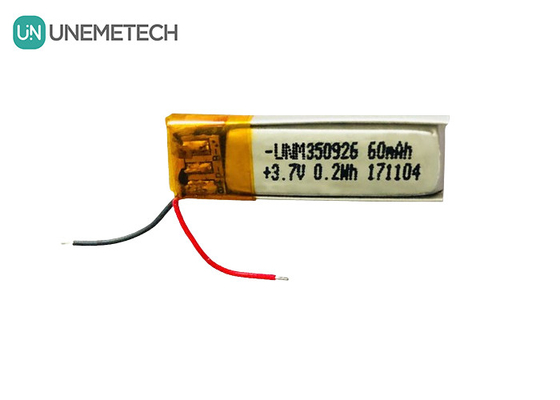 500 से अधिक चक्र जीवन रिचार्जेबल 3.7V 60mAh इयरफ़ोन के लिए लिथियम आयन पॉलिमर 350926 बैटरी