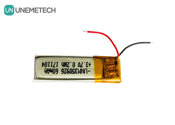 500 से अधिक चक्र जीवन रिचार्जेबल 3.7V 60mAh इयरफ़ोन के लिए लिथियम आयन पॉलिमर 350926 बैटरी