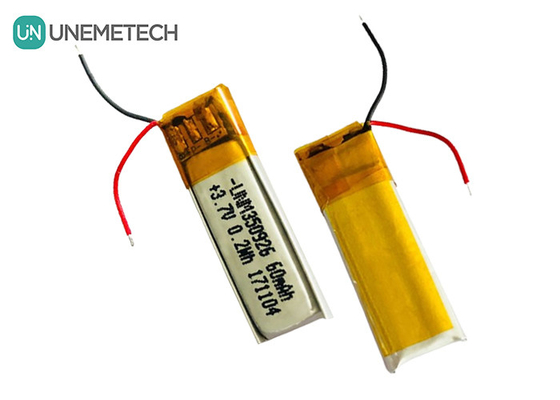 रिचार्जेबल ब्लूटूथ लिथियम पॉलिमर बैटरी 350926 / 3.7V 60mAh UN38 के साथ लीपो बैटरी3