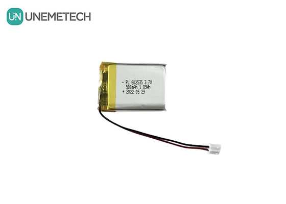 डिजिटल उत्पादों के लिए लंबी चक्र अवधि 3.7V 500mAh रिचार्जेबल ली पॉलिमर बैटरी 602535