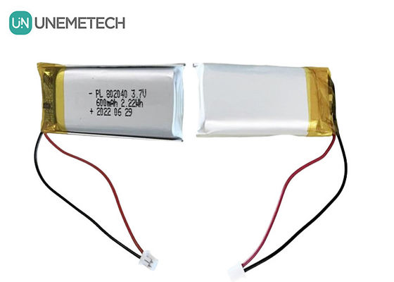 3.7V 600mAh रिचार्जेबल ली पॉलीमर बैटरी 802040 इलेक्ट्रॉनिक उत्पादों के लिए