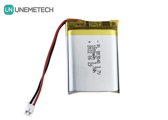 803040 3.7V ली पॉलीमर रिचार्जेबल बैटरी 3.7Wh 1000mAh जेएसटी-पीएच-2पी कनेक्टर के साथ पॉच बैटरी