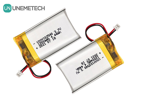 सौंदर्य उपकरण के लिए अनुकूलित लिथियम पॉलिमर बैटरी 102540 3.7V 1200mAh ली-पो बैटरी