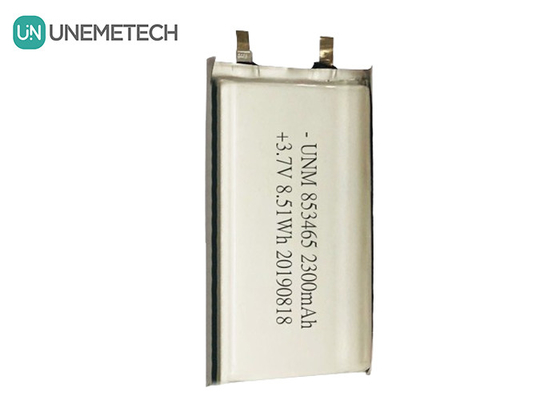 3.7V 2300mah सिंगल सेल लिथियम पॉलिमर बैटरी पैक 853465 IEC62133 के साथ चिकित्सा उपकरणों के लिए