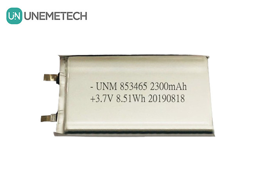 3.7V 2300mah सिंगल सेल लिथियम पॉलिमर बैटरी पैक 853465 IEC62133 के साथ चिकित्सा उपकरणों के लिए