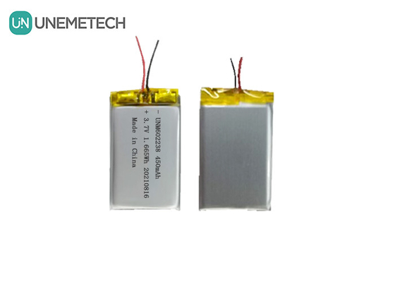 4.2V रिचार्जेबल लिथियम पॉलिमर बैटरी 602238 3.7V 450mAh उपभोक्ता इलेक्ट्रॉनिक्स के लिए