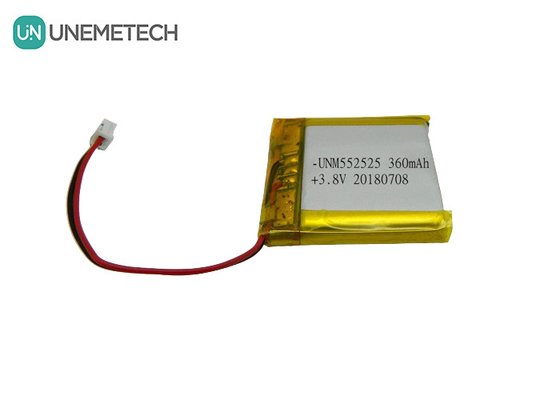 4.35V 360mAh पॉलिमर हाई वोल्टेज लिथियम आयन बैटरी 552525 3.8V पोर्टेबल उपकरणों के लिए