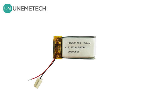 391629 रिचार्जेबल लिथियम पॉलीमर बैटरी 3.7V 160mAh स्मार्ट वेरेबल उत्पादों के लिए लिपो बैटरी