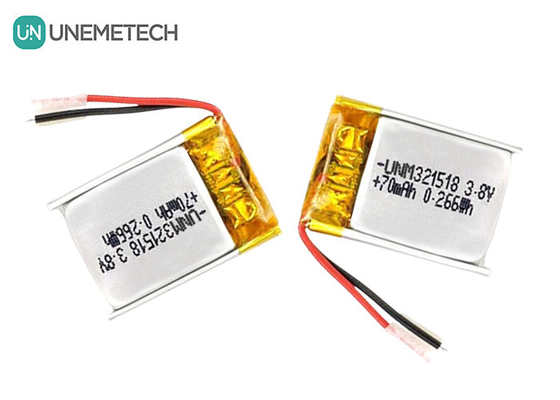 3.8V हाई वोल्टेज ली आयन बैटरी अल्ट्रा स्मॉल लिपो बैटरी 4.35V 70mAh 321518 जीपीएस ट्रैकर के लिए