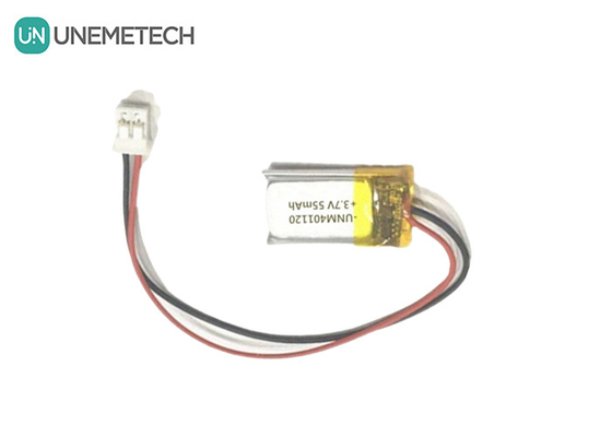 401120 3.7V 55mAh कस्टम मेड लिपो बैटरी / हेडफोन रिचार्जेबल लिपो बैटरी