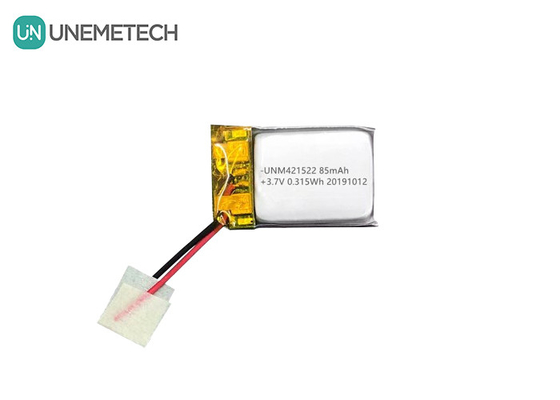 85mAh 3.7V छोटी लिथियम पॉलिमर बैटरी 421522 PCM और सीसा तार के साथ रिचार्जेबल