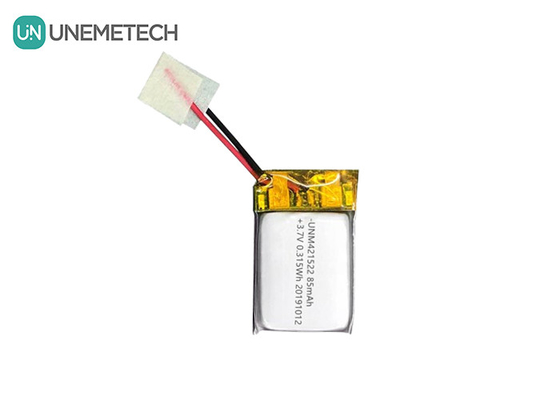 85mAh 3.7V छोटी लिथियम पॉलिमर बैटरी 421522 PCM और सीसा तार के साथ रिचार्जेबल