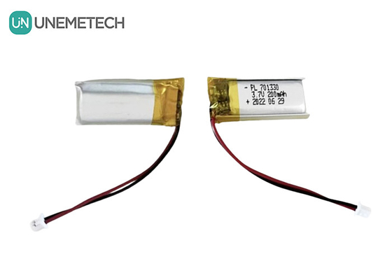 3.7V 200mAh सिंगल सेल लिथियम पॉलिमर बैटरी 701330 हेडसेट के लिए पॉच बैटरी