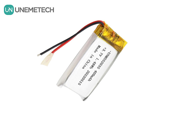3.7V रिचार्जेबल लिथियम आयन पॉलिमर बैटरी 552035 वायरलेस डिवाइस के लिए 400mAh ली पो बैटरी