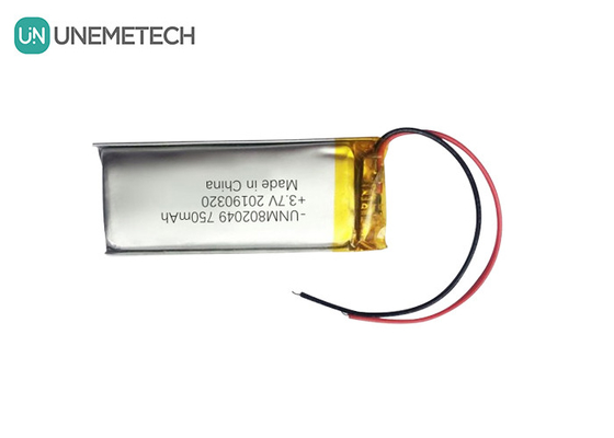 सौंदर्य उपकरण लिथियम पॉलिमर बैटरी 3.7V 750mah 802049 1C डिस्चार्ज ली पॉली बैटरी