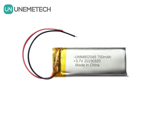 सौंदर्य उपकरण लिथियम पॉलिमर बैटरी 3.7V 750mah 802049 1C डिस्चार्ज ली पॉली बैटरी