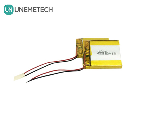 3.7V कस्टम लिपो बैटरी 520mAh लिथियम आयन पॉलिमर बैटरी 503035 पहनने योग्य उपकरण के लिए