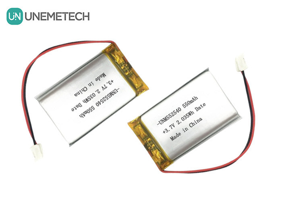 552540 प्रिज्माटिक सिल्वर रिचार्जेबल लिपो बैटरी 3.7V 550mAh PET ट्रैकर के लिए