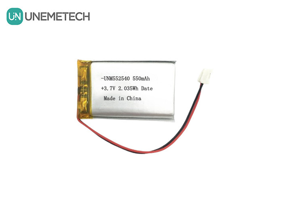 552540 प्रिज्माटिक सिल्वर रिचार्जेबल लिपो बैटरी 3.7V 550mAh PET ट्रैकर के लिए