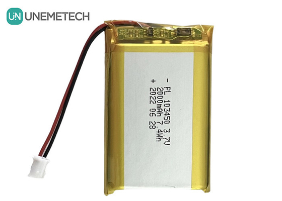 3.7V 2000mAh रिचार्जेबल लिथियम पॉलिमर बैटरी 103450 इलेक्ट्रिक स्तन पंप के लिए बड़ी क्षमता