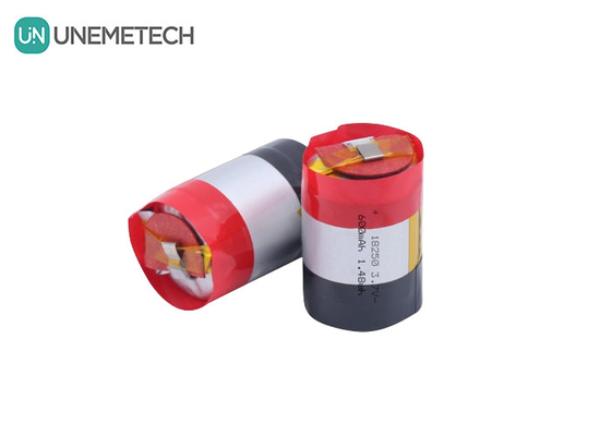 18250 630mAh 3.7V सिलेंडर रिचार्जेबल ली-आयन पॉलिमर बैटरी 5A प्लस डिस्चार्ज करंट के साथ