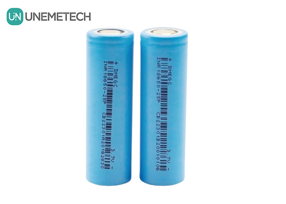 2500mAh 3.7V मैक्स 6A निरंतर चार्ज सिलेंडरिक लिथियम आयन बैटरी 18650 INR18650-25P