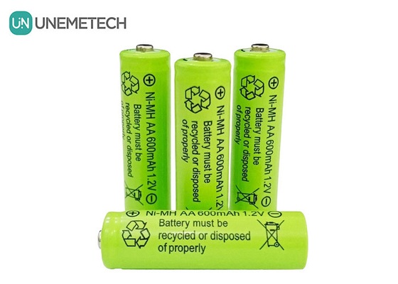 लंबे चक्र जीवन NiMH AA 1.2V 600mAh रिचार्जेबल बैटरी AA600 खिलौनों के लिए