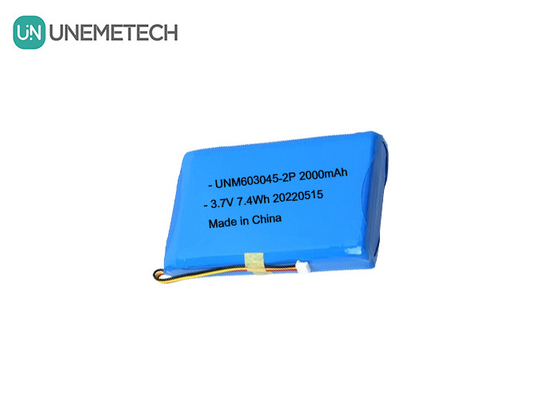 बड़ी क्षमता वाली लिथियम पॉलिमर बैटरी पैक 603045 2P 3.7V 2000mAh स्मार्ट डोर लॉक बैटरी