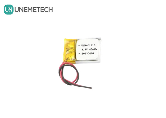 अल्ट्रा पतली लिथियम पॉलिमर बैटरी 401215 3.7V 45mAh जीपीएस ट्रैकर के लिए ली पो बैटरी