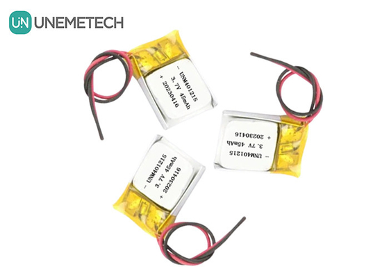 अल्ट्रा पतली लिथियम पॉलिमर बैटरी 401215 3.7V 45mAh जीपीएस ट्रैकर के लिए ली पो बैटरी