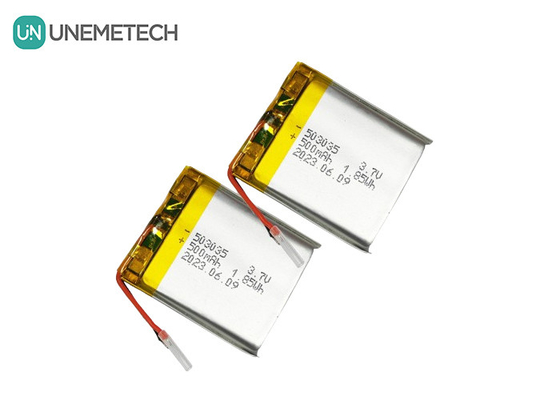 पोर्टेबल इलेक्ट्रॉनिक्स के लिए 500mAh लिथियम पॉलिमर बैटरी 503035 3.7V लिपो रिचार्जेबल बैटरी