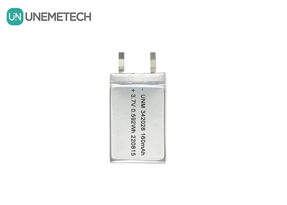 ब्लूटूथ बैटरी 160mAh 3.7V रिचार्जेबल लिथियम पॉलिमर आयन बैटरी 342028 ट्रैकर के लिए