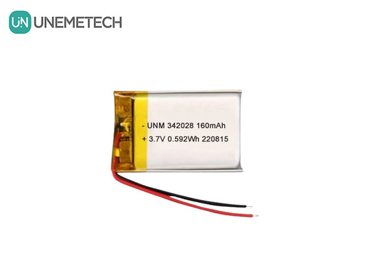 ब्लूटूथ बैटरी 160mAh 3.7V रिचार्जेबल लिथियम पॉलिमर आयन बैटरी 342028 ट्रैकर के लिए