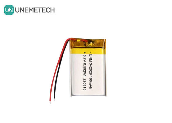ब्लूटूथ बैटरी 160mAh 3.7V रिचार्जेबल लिथियम पॉलिमर आयन बैटरी 342028 ट्रैकर के लिए