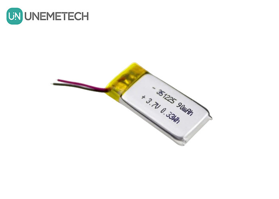 351225 पॉलिमर ली-आयन बैटरी 3.7V 90mAh रिचार्जेबल अल्ट्रा पतली ली-पॉलिमर बैटरी