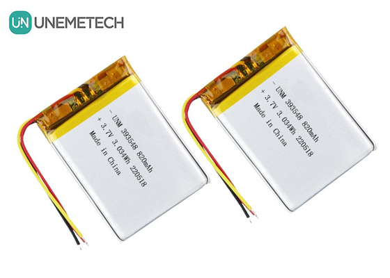 इलेक्ट्रॉनिक स्तन पंप के लिए लिथियम पॉलिमर बैटरी 3.7V 820mAh 393548 लिपो रिचार्जेबल बैटरी पैक